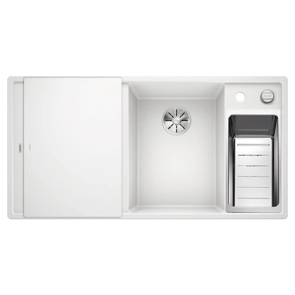 523477-Blanco Axia Iıı 6 S Cam Kesme Tahtalı Sol Damlalıklı Beyaz Granit Eviye