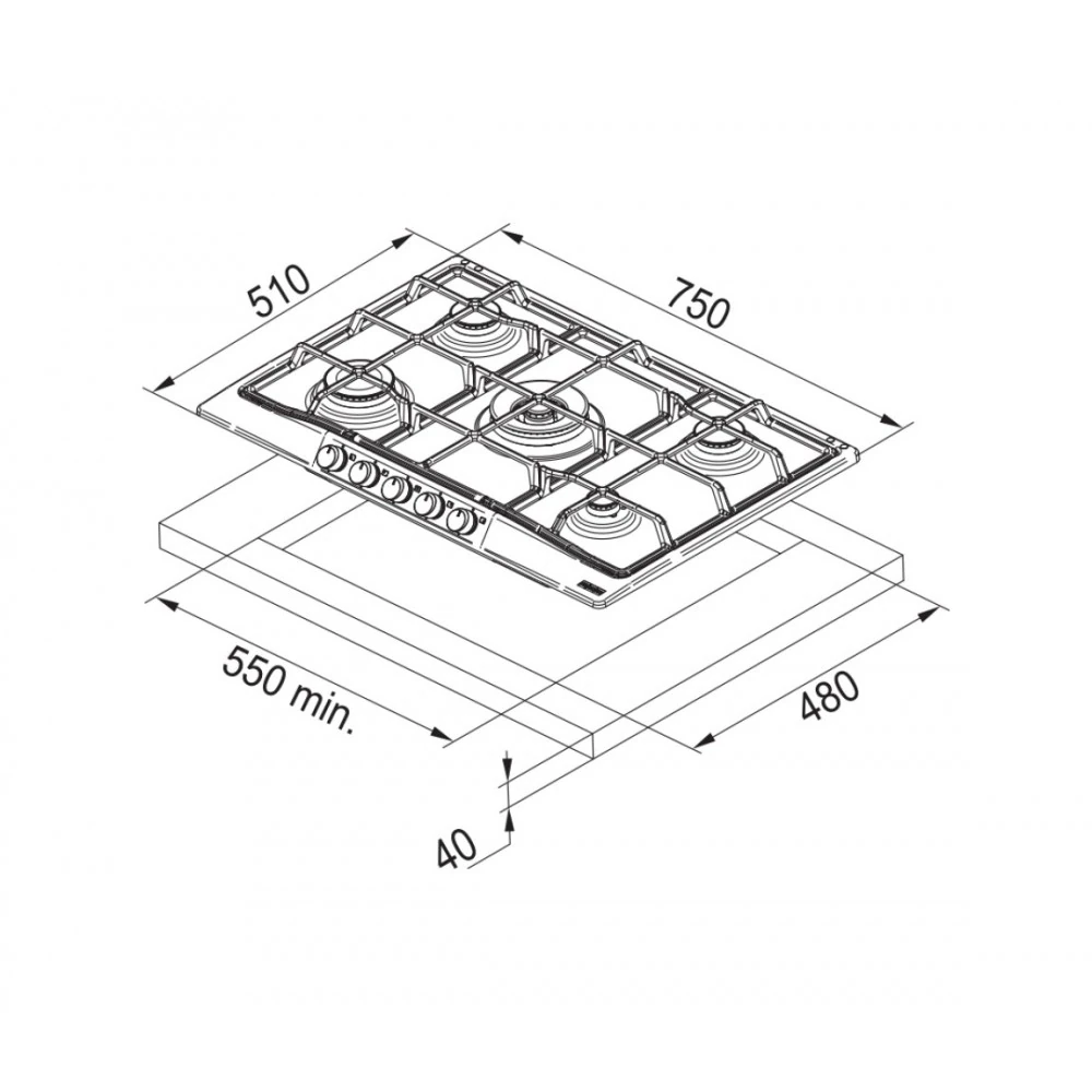 106.0696.853-Franke Fch 755 4G Tc Oa C Rustik Avena 5 Gözlu Ocak