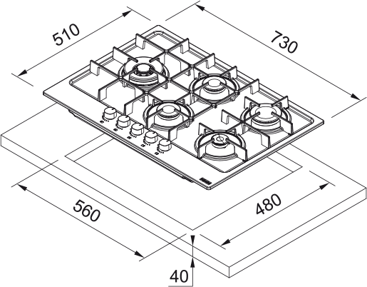 106.0734.777-Franke FHMA 755 4G DCL BK C Siyah Ocak