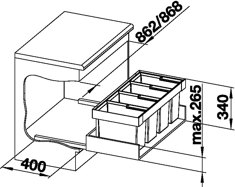 521475-Blanco Flexion II Low 90/4 Atık Saklama Kabı