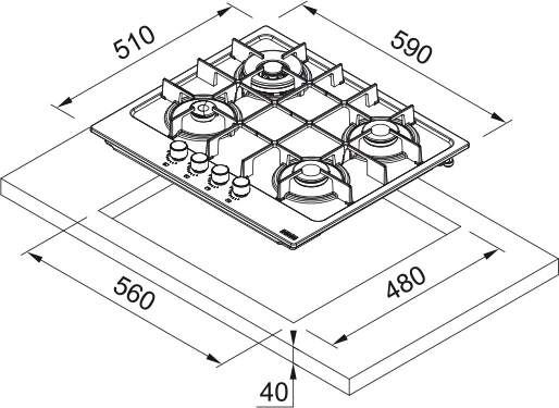 106.0734.775-Franke FHMA 604 3G DC BK C Gri Ocak