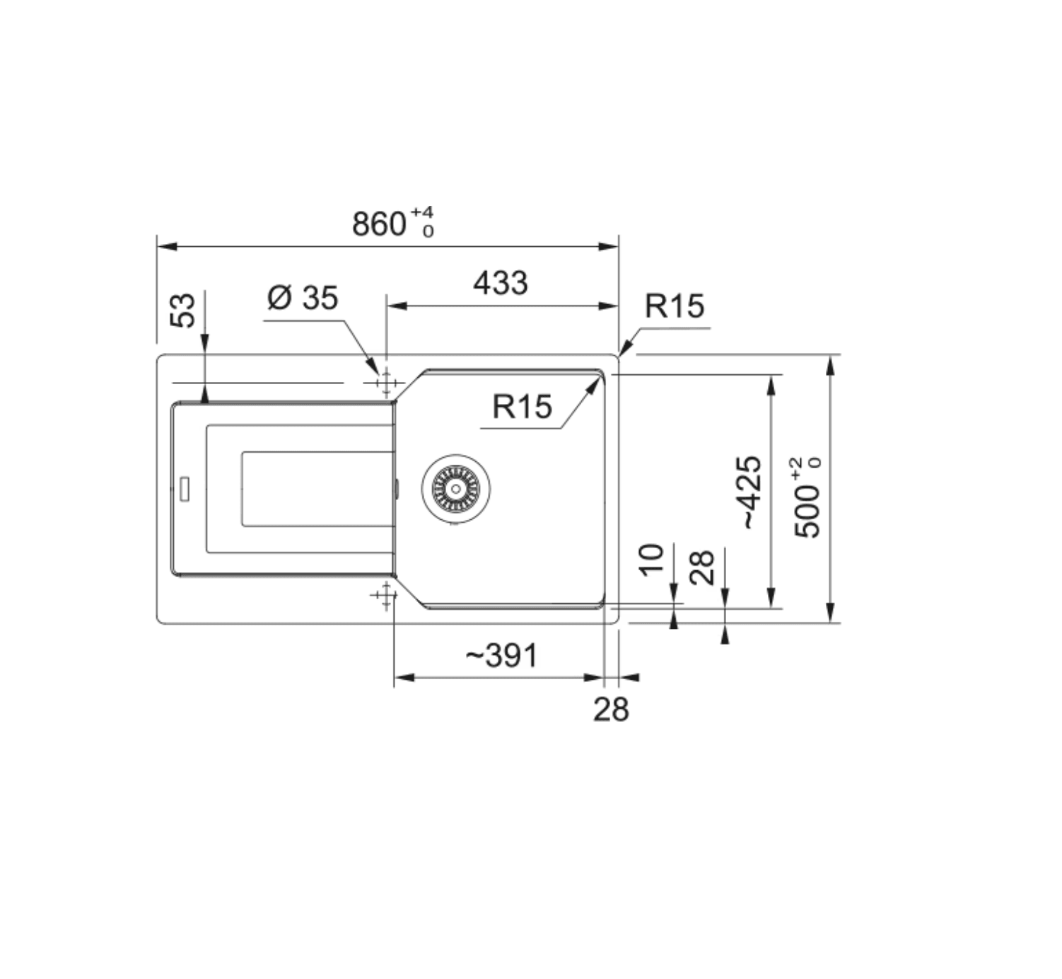 114.0688.484-Franke Urban Ubg 611-86 Avena Granit Eviye
