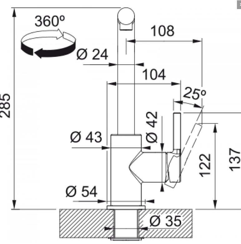 115.0712.420-Franke Lina L Spiralli Krom Armatür