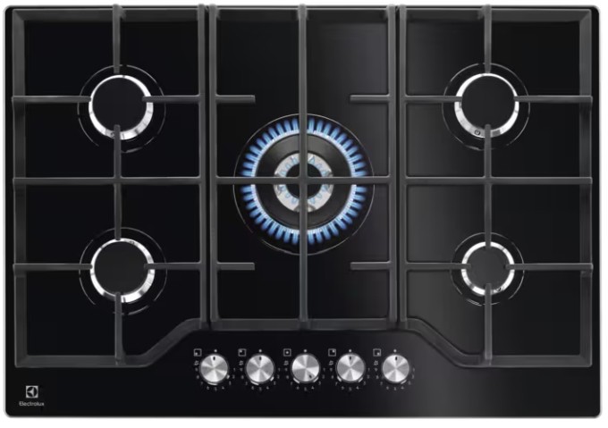 Electrolux-KGG75362K Wok Gözlü Siyah Cam Ankastre Ocak