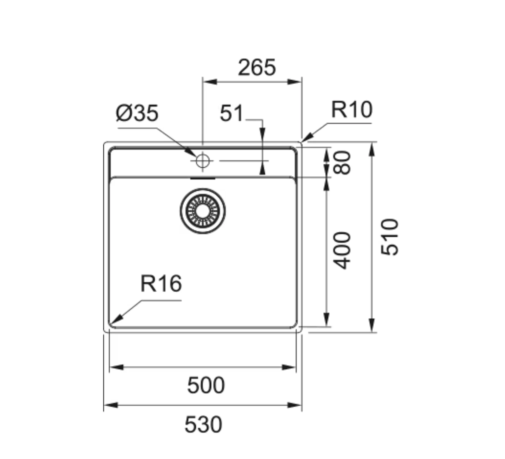 127.0655.170-Franke Maris Mrx 210-50 Tek Gözlu Çelik Eviye