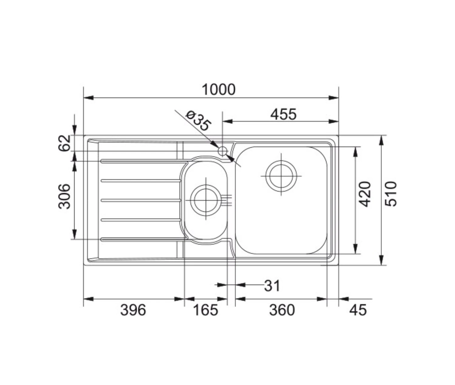 101.0656.168-Franke Neptun Nex 651 Sol Çelik Eviye