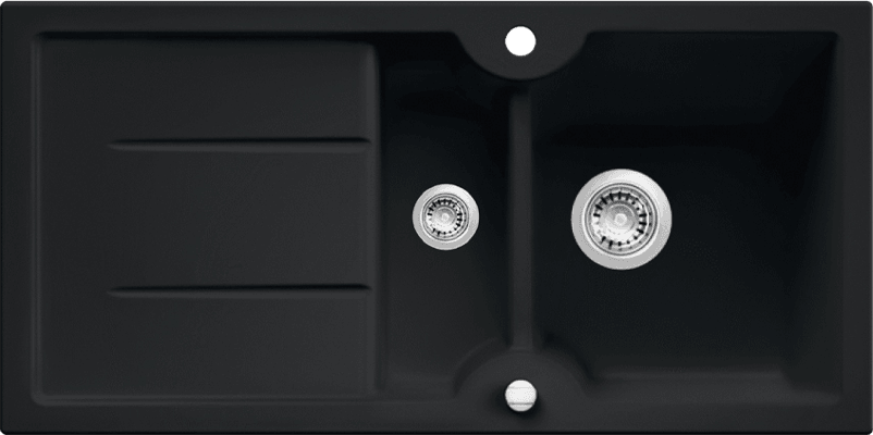 324162-Nuevo Sonas 6 S Çift Yönlü Siyah Seramik Eviye