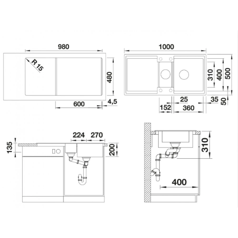 527608-Blanco Adıra 6 S Kahve Granit Eviye