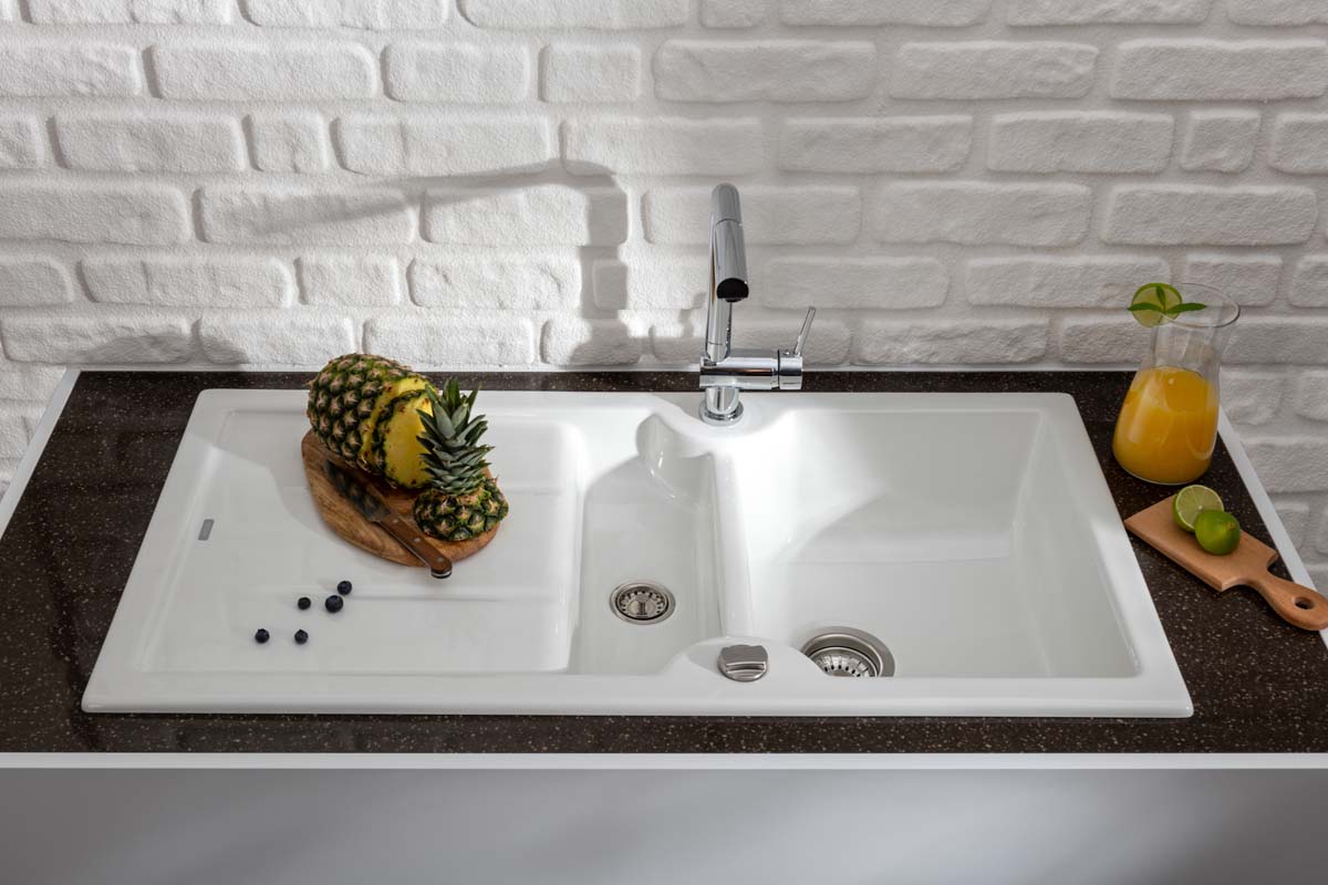 324162-Nuevo Sonas 6 S Çift Yönlü Siyah Seramik Eviye