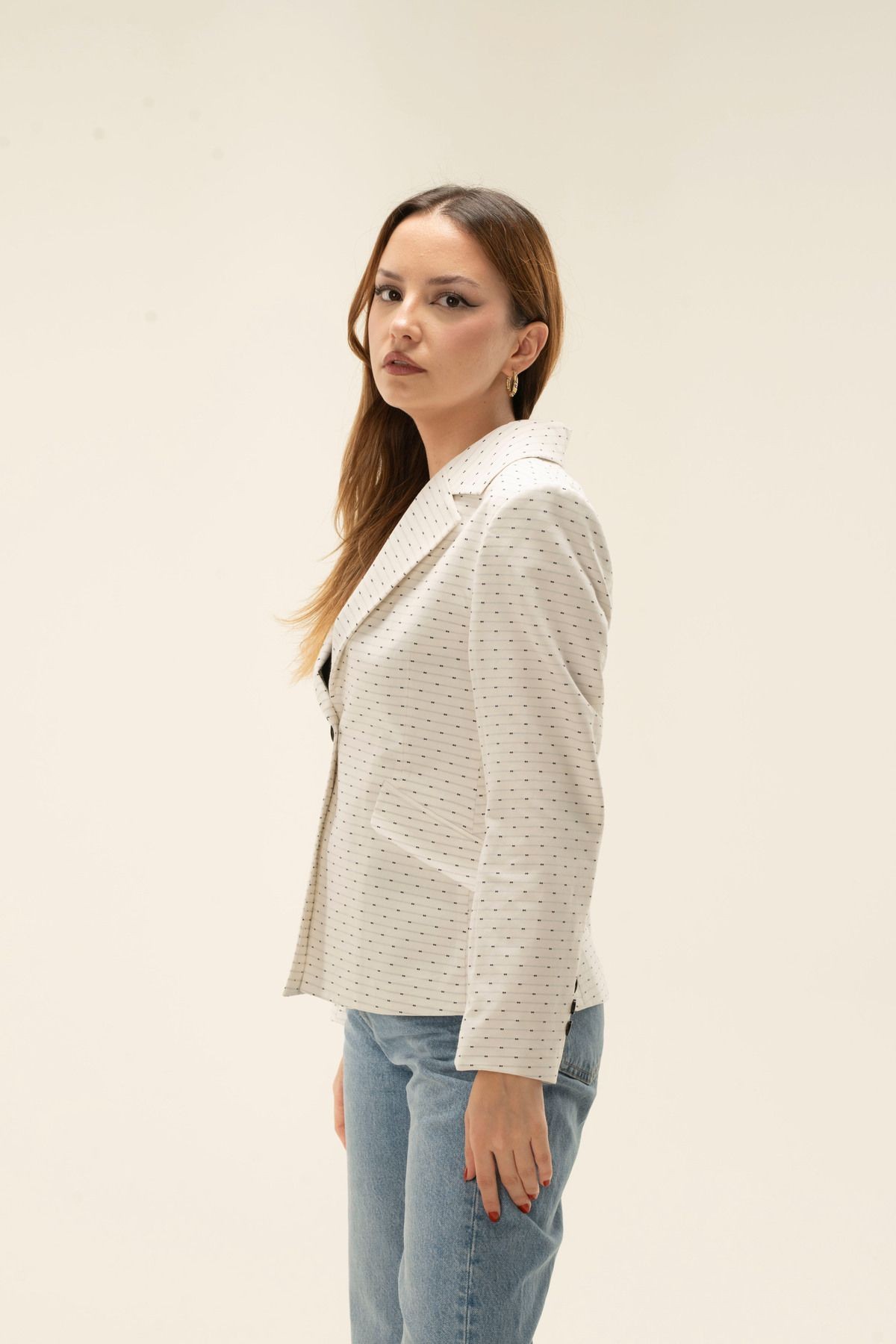 Tek Düğme Astarlı Vatkalı Kısa Blazer ceket