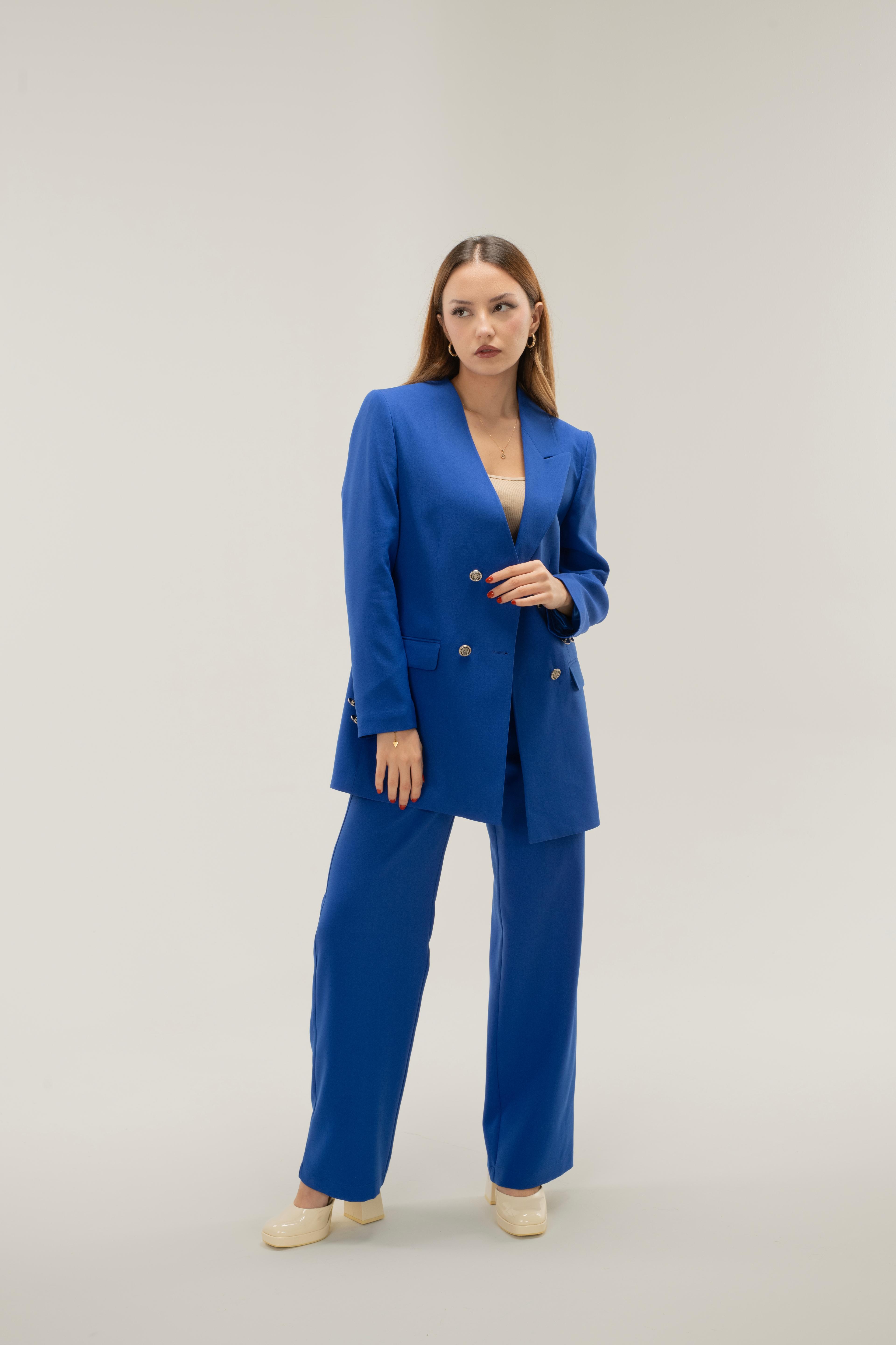 Tek Yaka Blazer Ceket-Pantolon Alt-Üst Takım Exclusive - saks