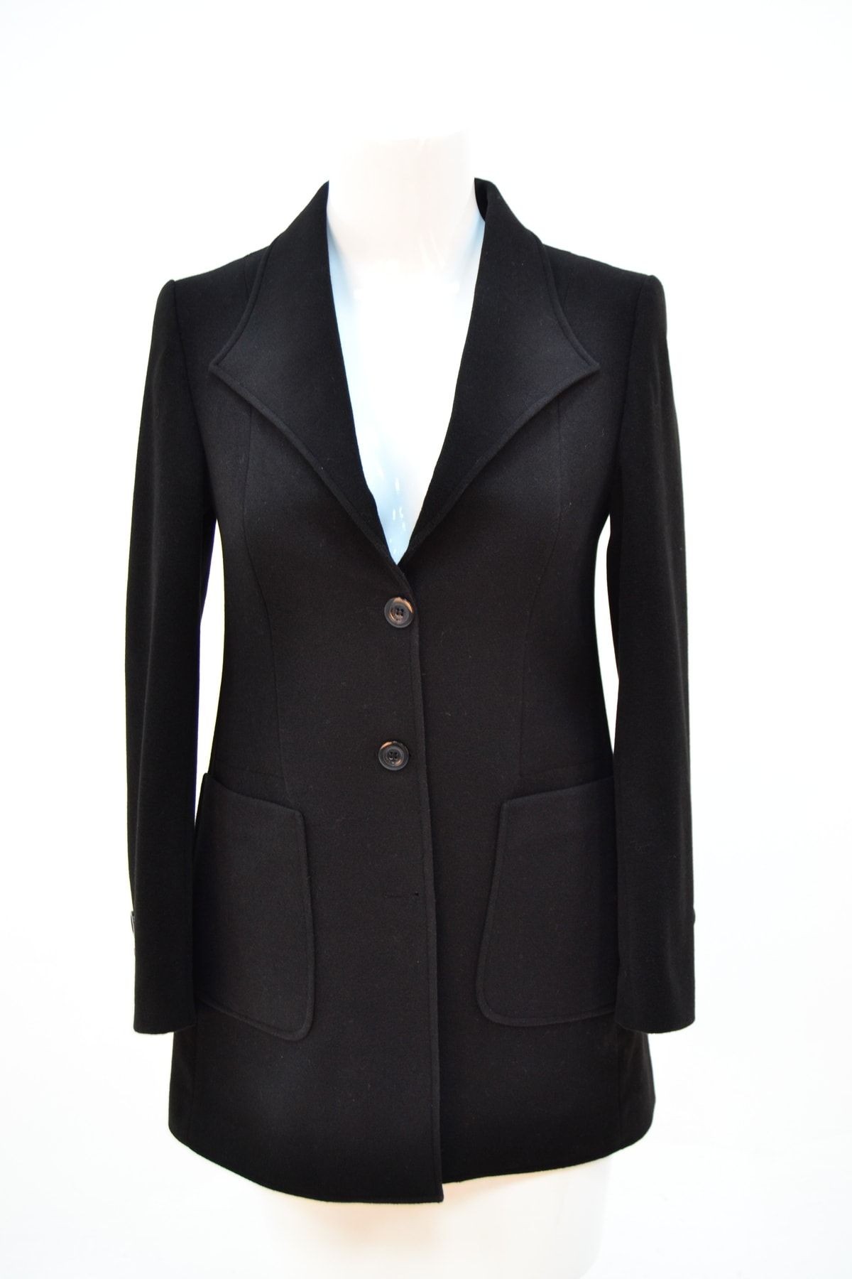 Black Bone Button With Cachet Jacquard Lined Wadded Bag Pocket