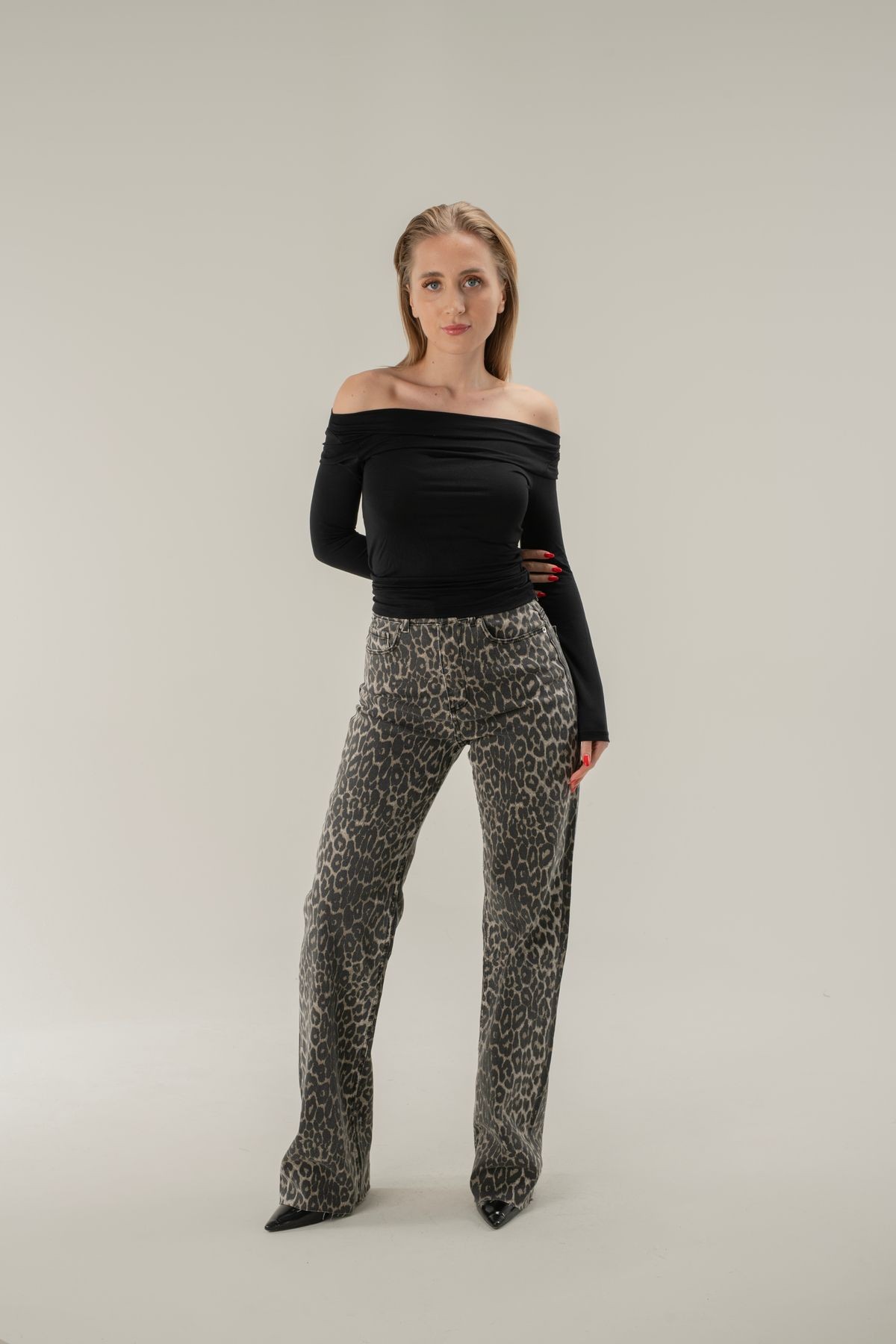 Straight Fit Kesik Paça Jean - leopar