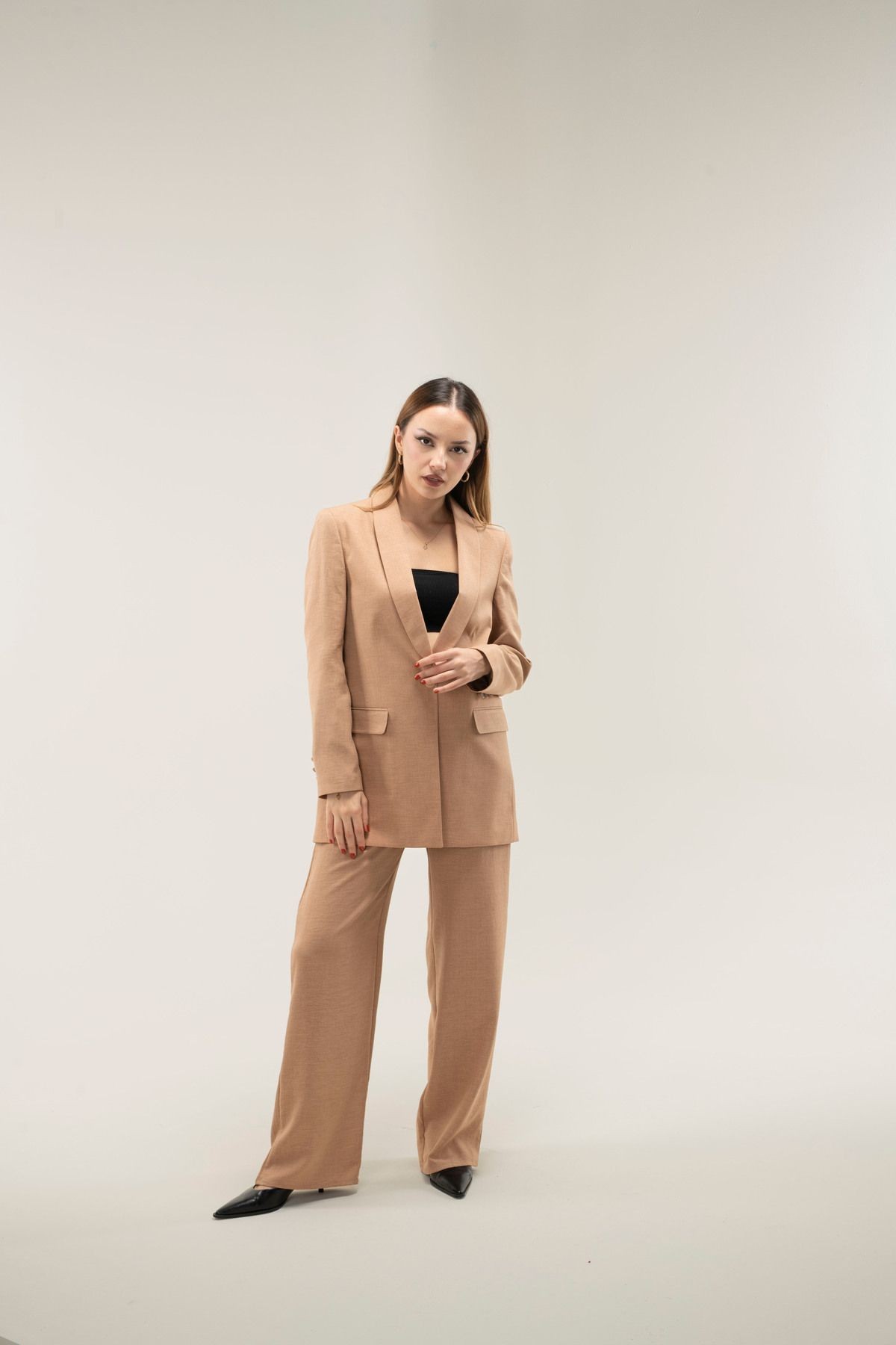 Sofia Keten  Astarlı Şal Yaka Blazer Ceket