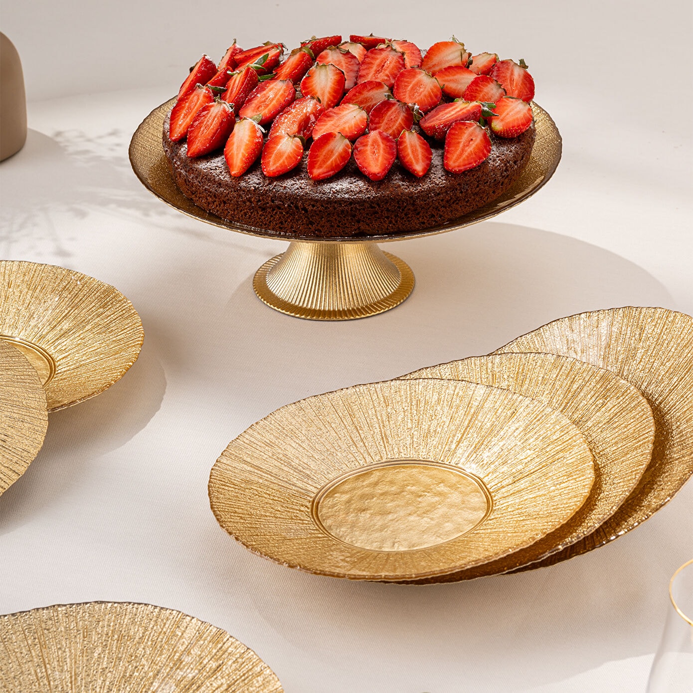 Emsan Golden 7 Parça Cam Pasta/Tat Kasa, Qızılı