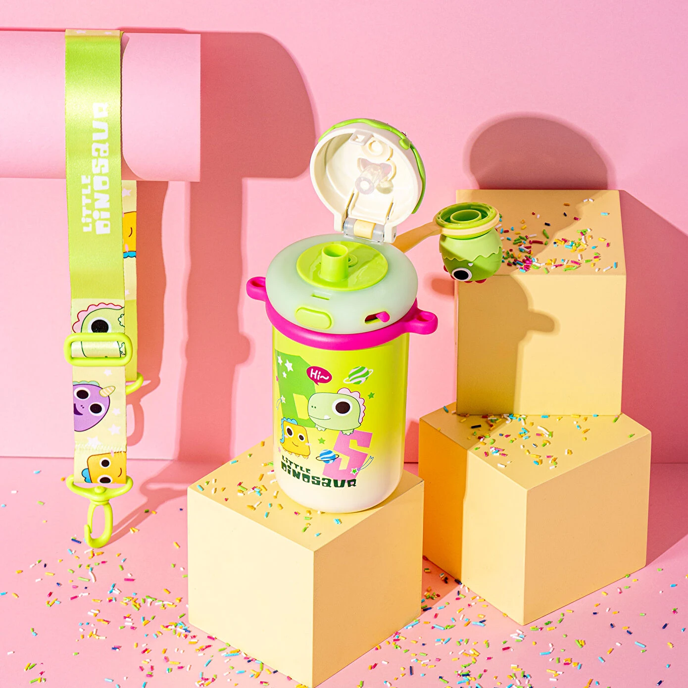 Emsan Dinozavr Polad Termos  450 Ml, Yaşıl