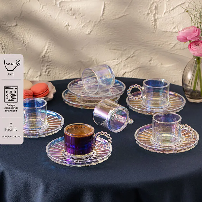 Emsan Muhabbet 100 ml 6-Lı Qəhvə Fincanı Rainbow