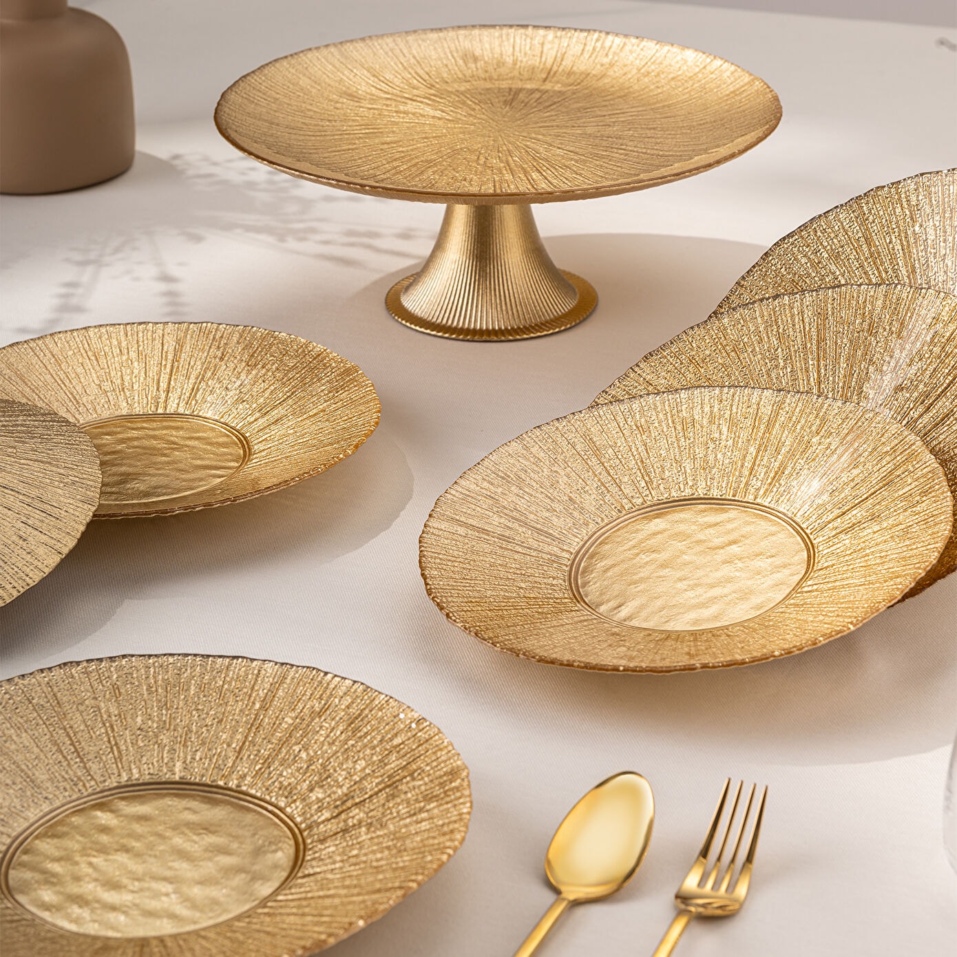 Emsan Golden 7 Parça Cam Pasta/Tat Kasa, Qızılı
