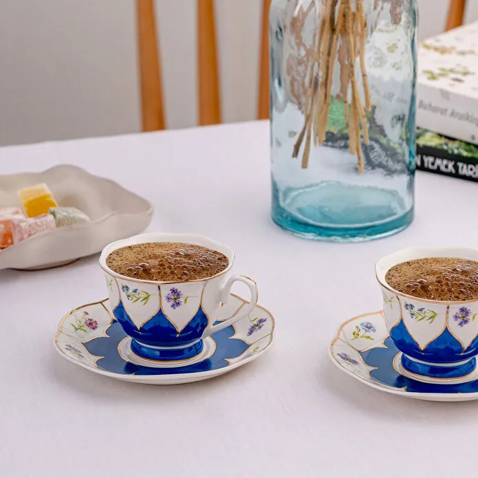 Emsan Kir Çiçəkləri 2’li Qəhvə Fincanı Dəsti – Mavi