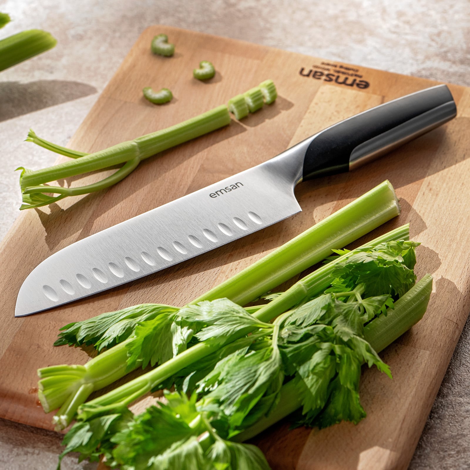 EMSAN PRO KNIFE SANTOKU 2.5 MM, SIYAH
