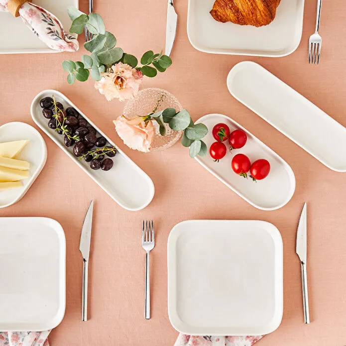 EMSAN Yeni Misra Ağ Rəngli Səhər Yeməyi Dəsti 12 parça, 6 nəfərlik