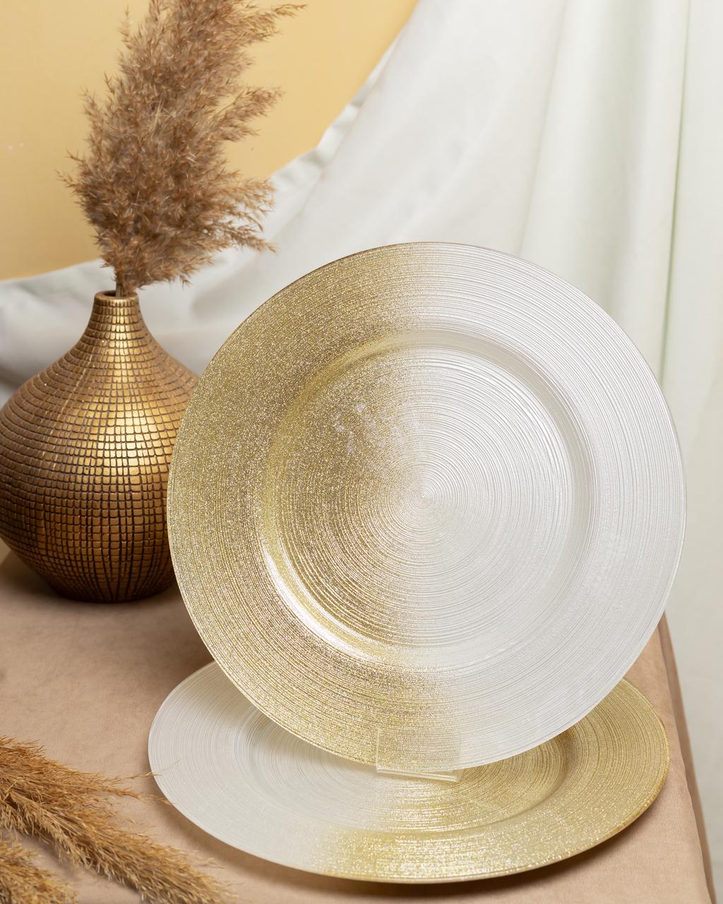 Serwant Ares 32 Sm Charger Boşqab Yarı Şəffaf Qızılı