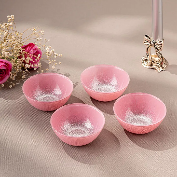 EMSAN PASTEL 4 Parça Şüşə Kasa Çəhrayı