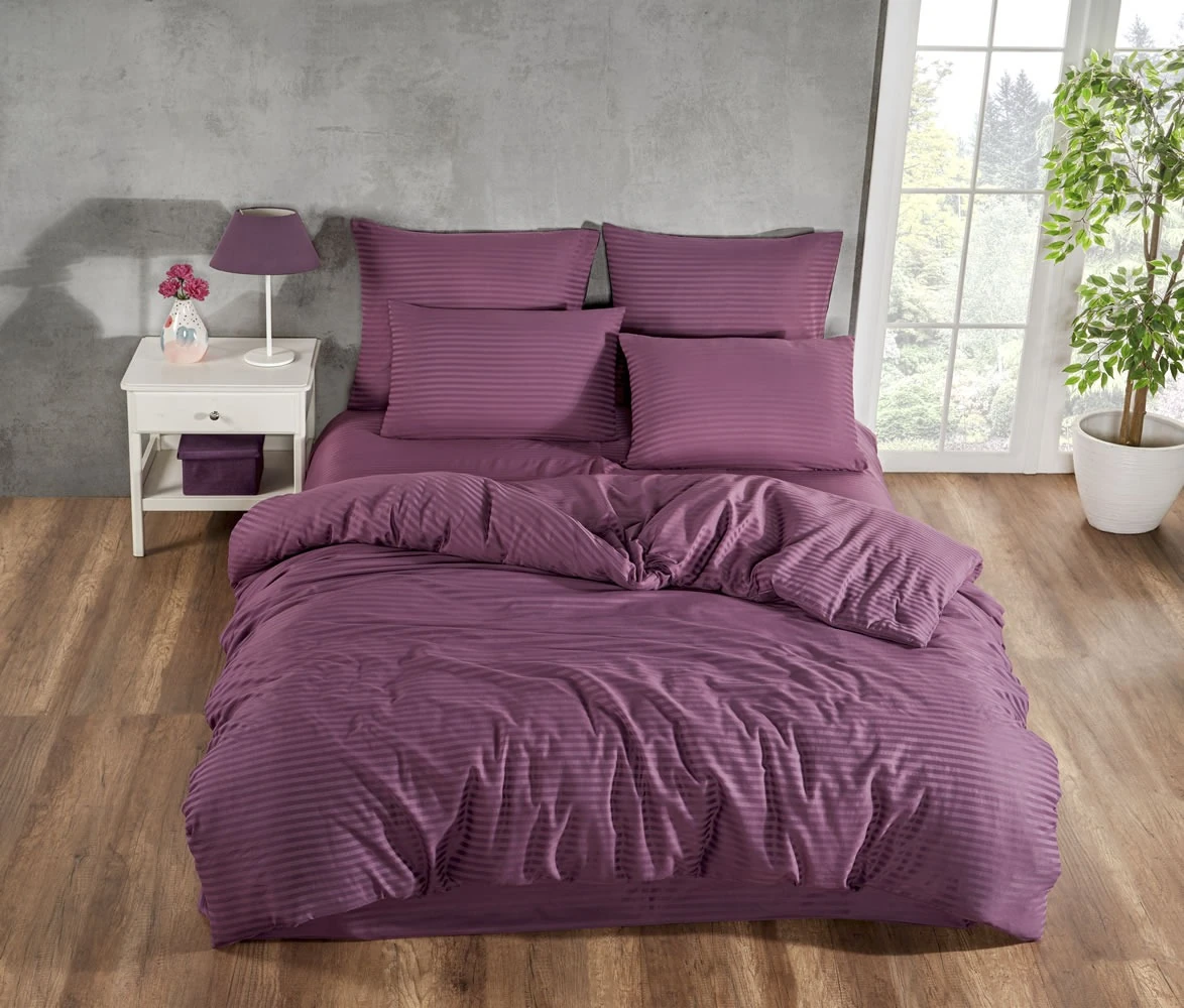 SERWANT HOME EVORA CIFT KISILI SATEN NEVRESIM TAKIMI LILA