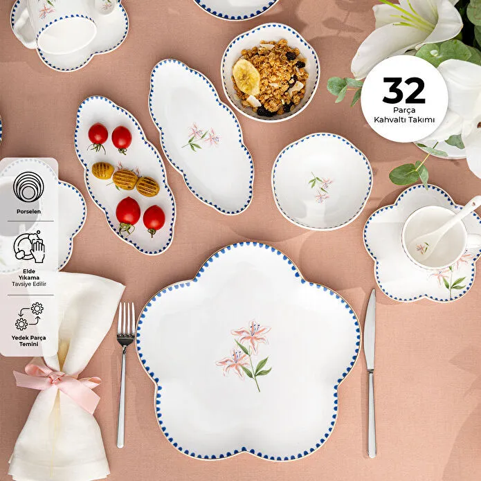 EMSAN Lilium Səhər Yeməyi Dəsti 32 parça, 6 nəfərlik