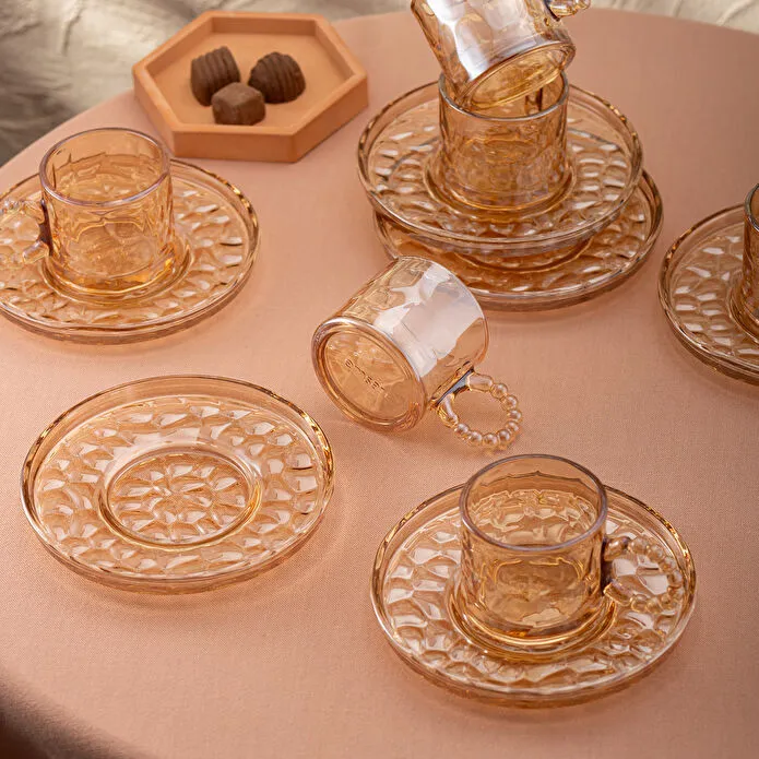 Emsan Çifte Kavrulmus 100 ml 6-Lı Qəhvə Fincanı Amber