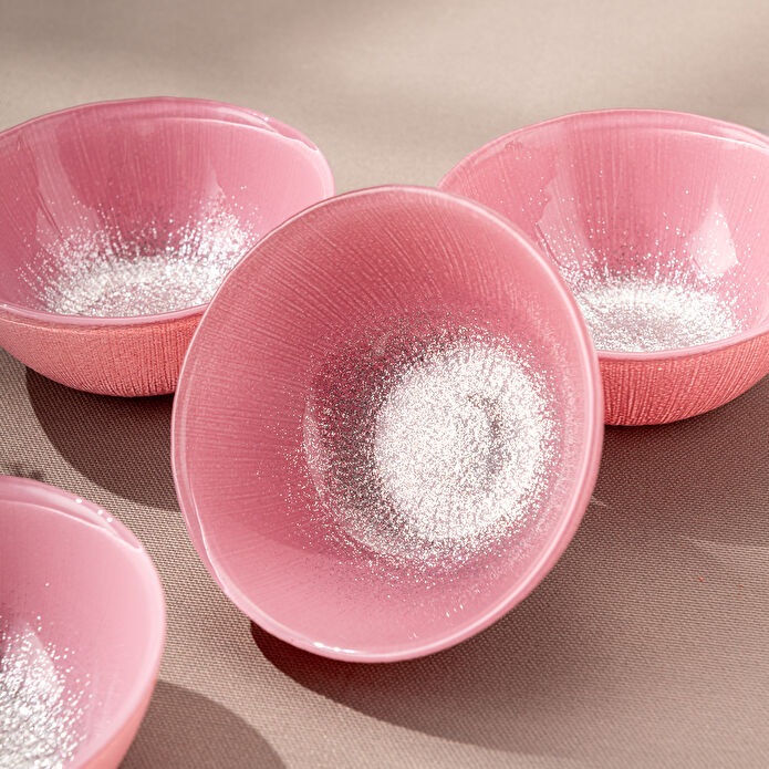 EMSAN PASTEL 4 Parça Şüşə Kasa Çəhrayı