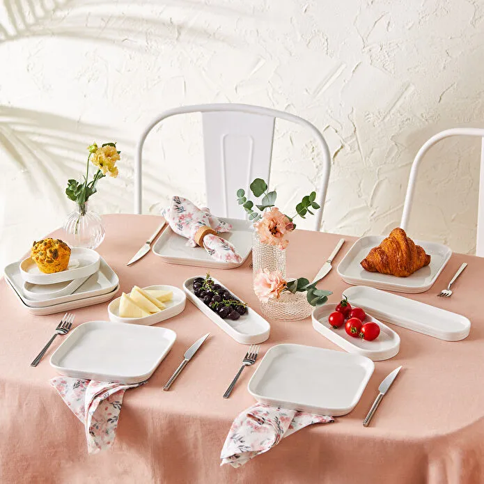 EMSAN Yeni Misra Ağ Rəngli Səhər Yeməyi Dəsti 12 parça, 6 nəfərlik