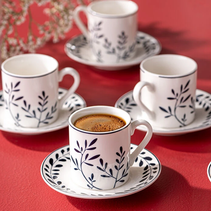 Emsan Ivy Wreath 6'lı Qəhvə Fincanı Dəsti Mavi