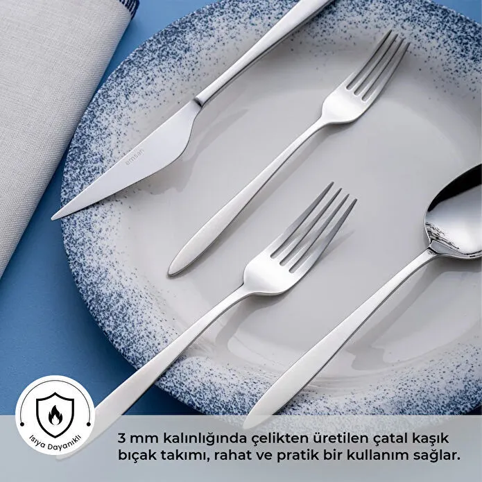 EMSAN Çəngəl Qaşıq Bıçaq seti Yakamoz 24 parça
