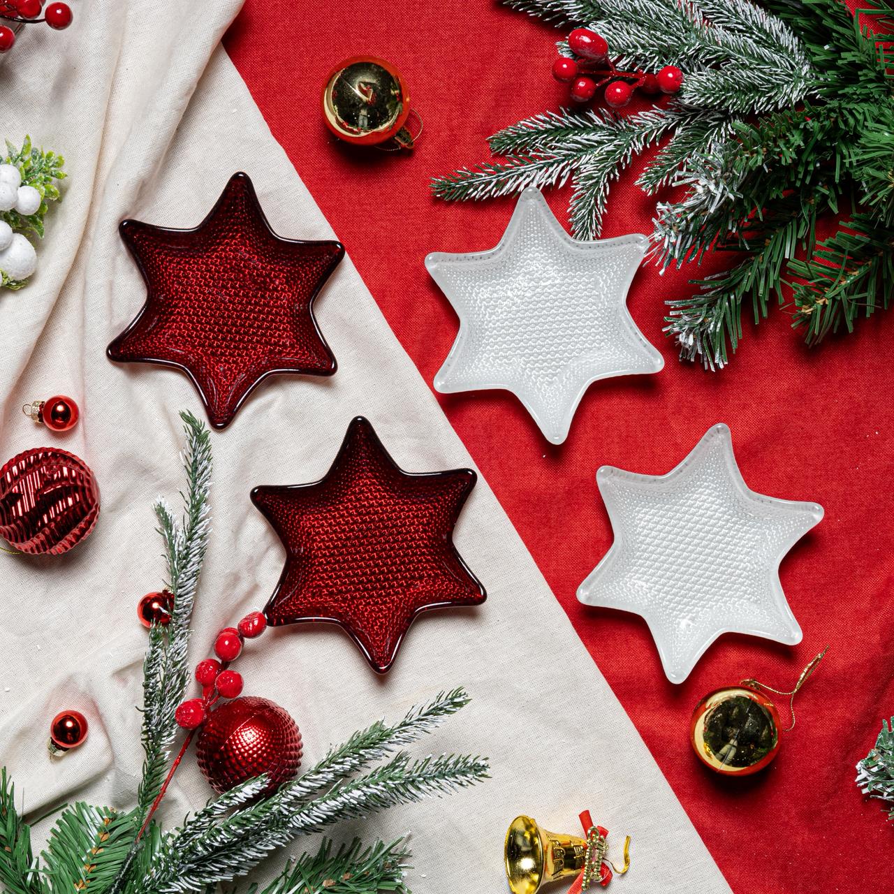 SERWANT KUZEY YILDIZLI KALP 4 LU 11CM CEREZLIK