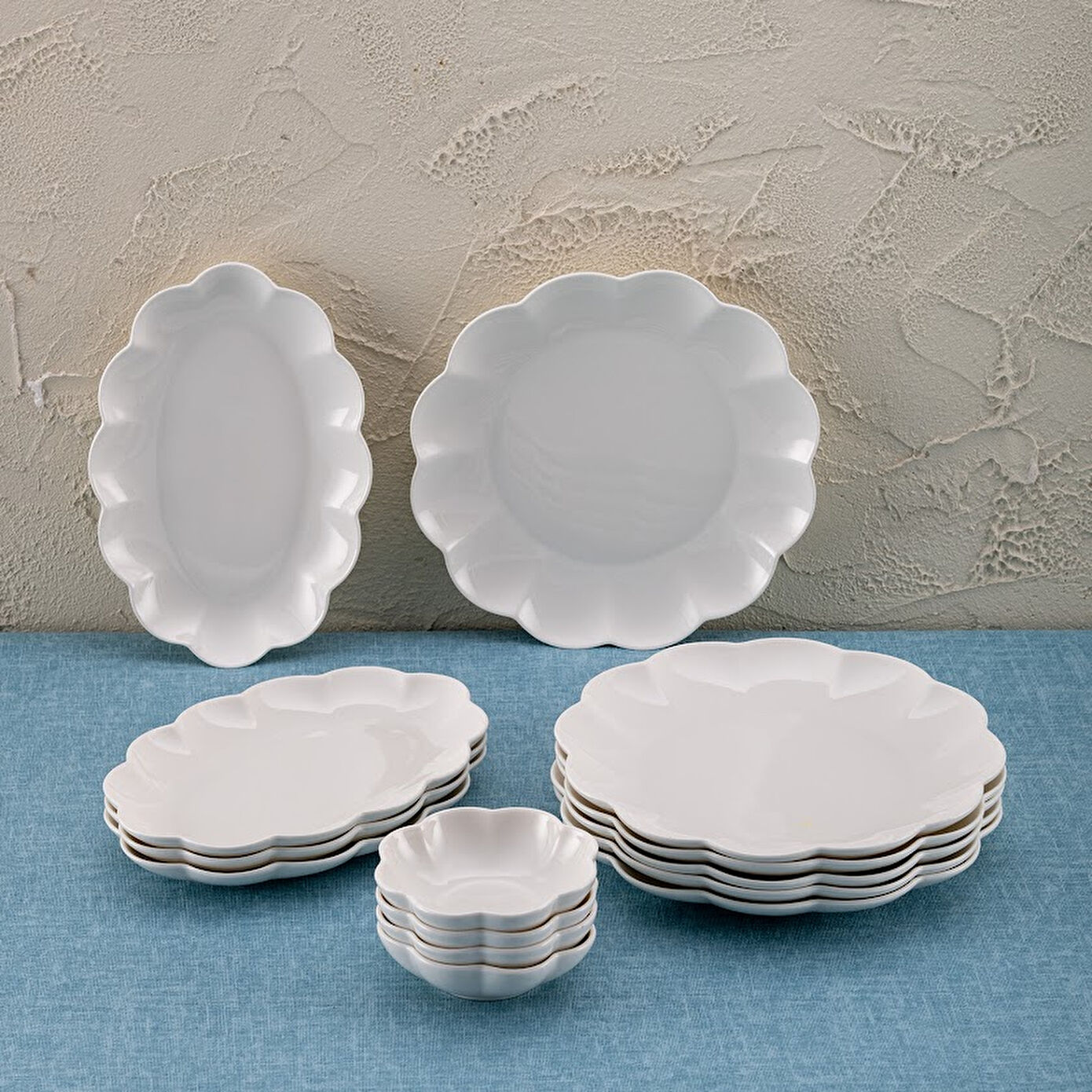 Emsan Gonca 14 Parça Səhər Yeməyi Dəsti , Bəyaz