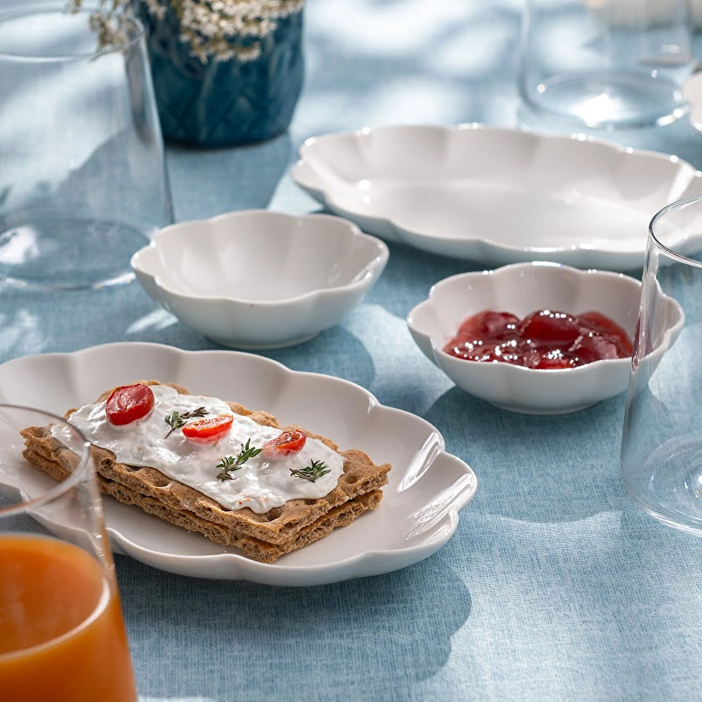 Emsan Gonca 14 Parça Səhər Yeməyi Dəsti , Bəyaz