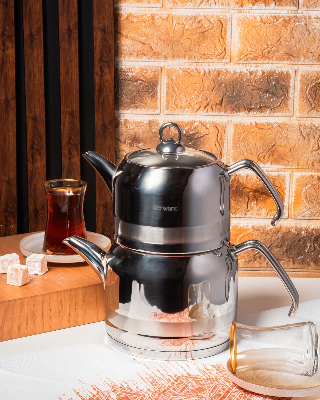 Serwant Orta Boy Çaydanlıq Gümüş