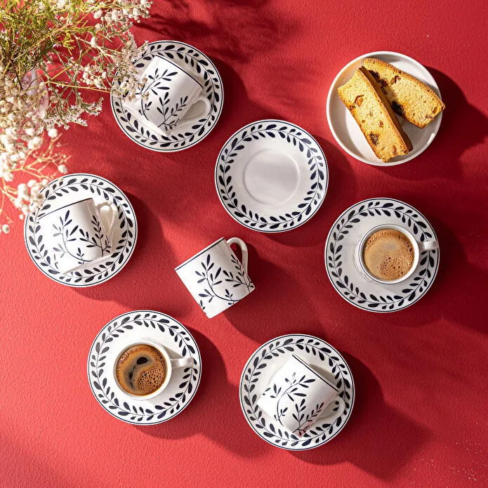 Emsan Ivy Wreath 6'lı Qəhvə Fincanı Dəsti Mavi