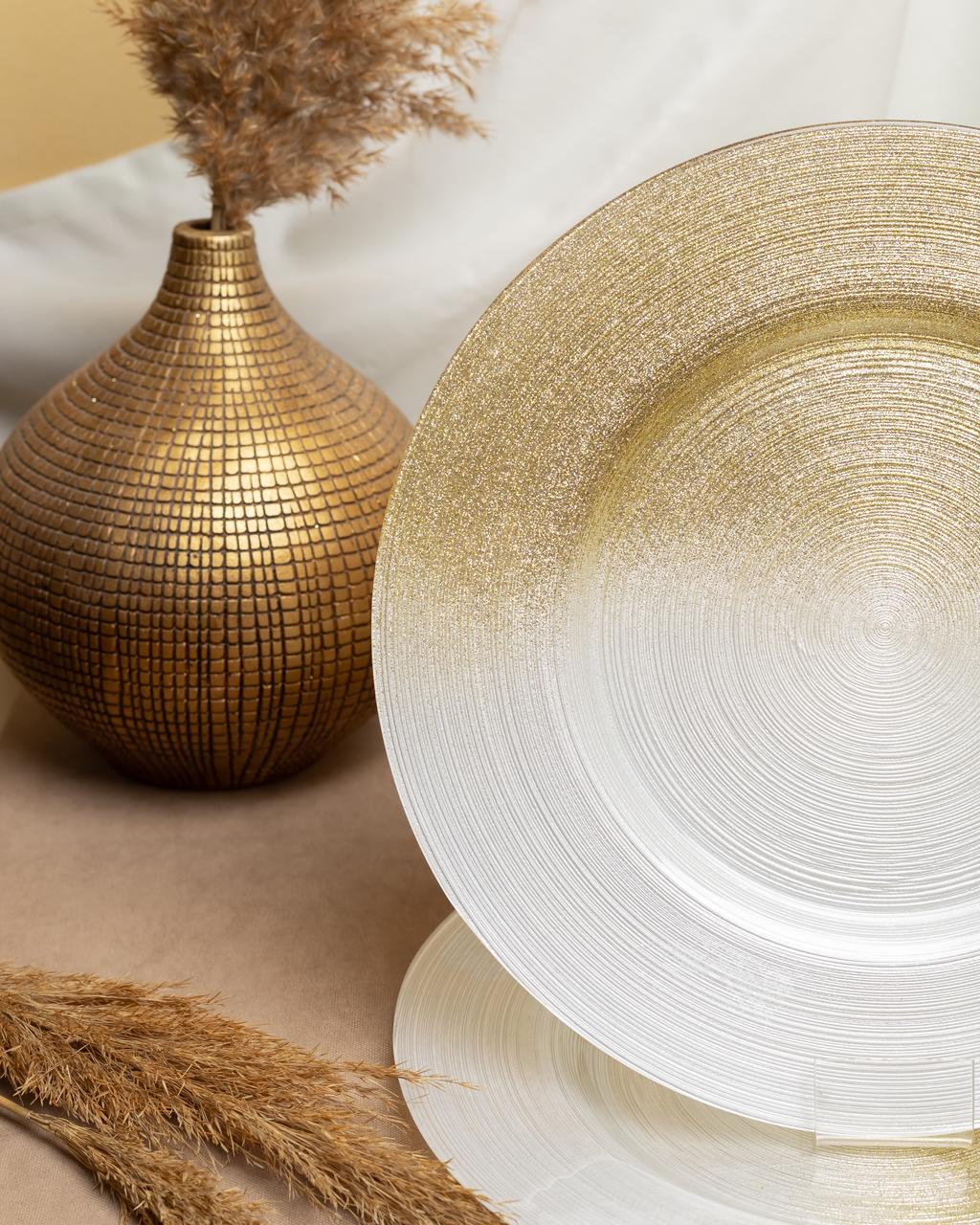 Serwant Ares 32 Sm Charger Boşqab Yarı Şəffaf Qızılı