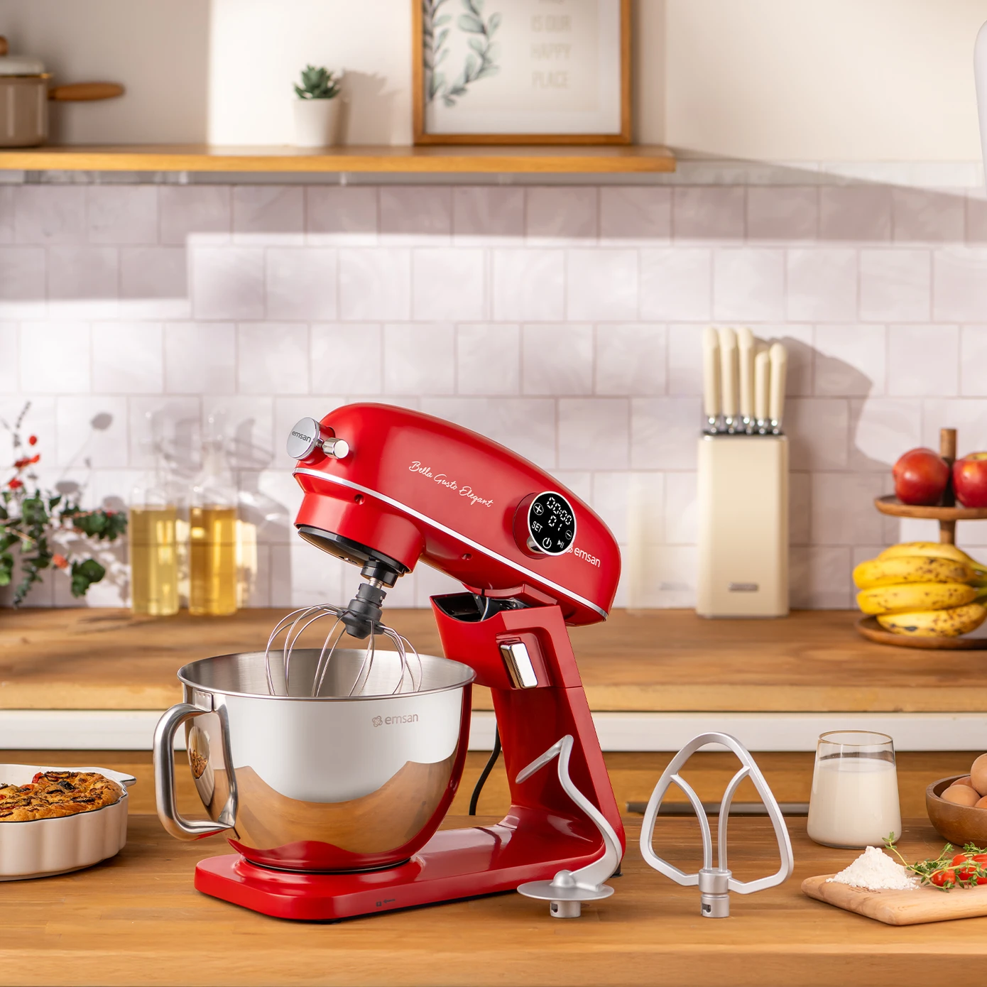 EMSAN BELLA GUSTO ELEGANT STAND MİKSER QIRMIZI