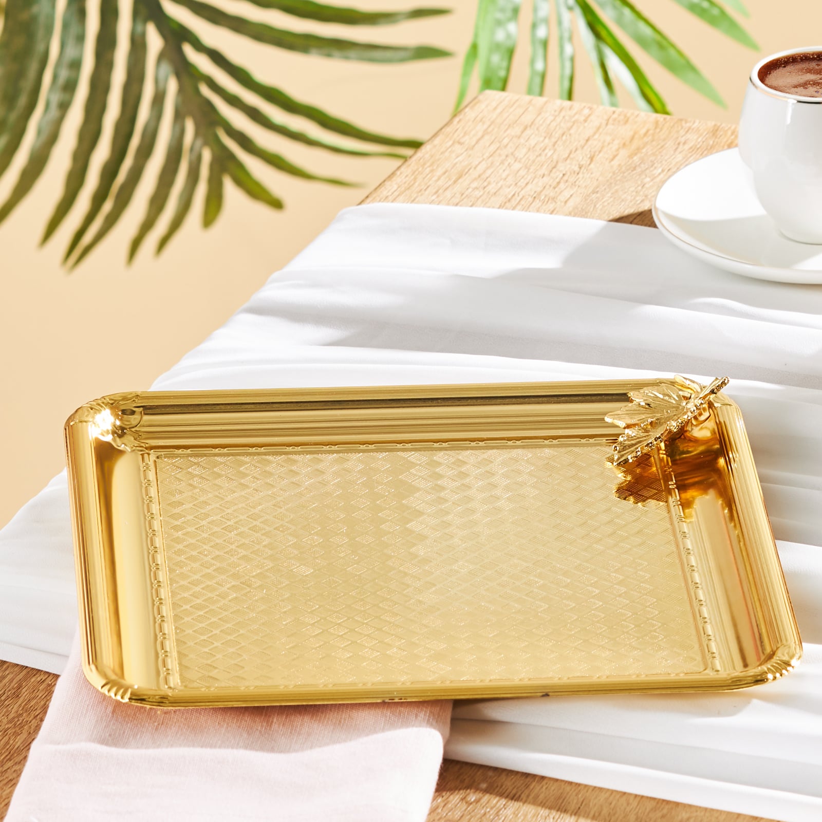 EMSAN LEAFY TEPSI GOLD KARE