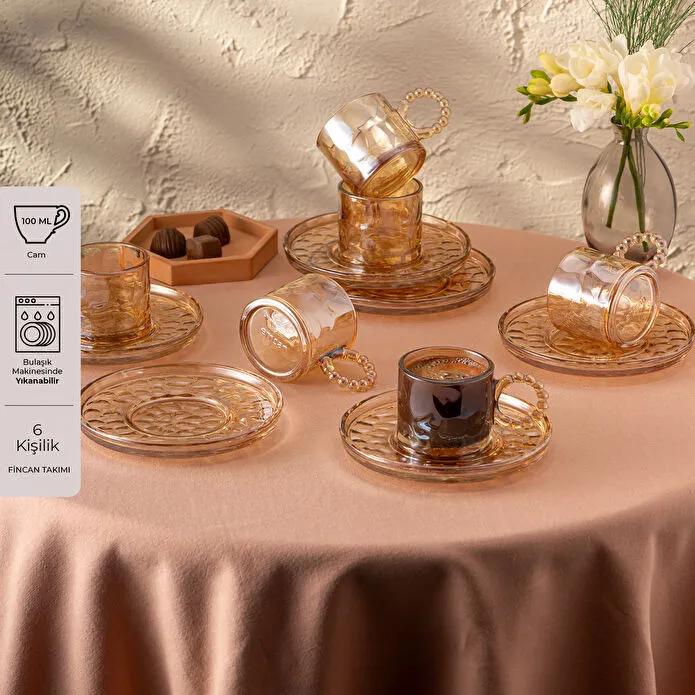 Emsan Çifte Kavrulmus 100 ml 6-Lı Qəhvə Fincanı Amber