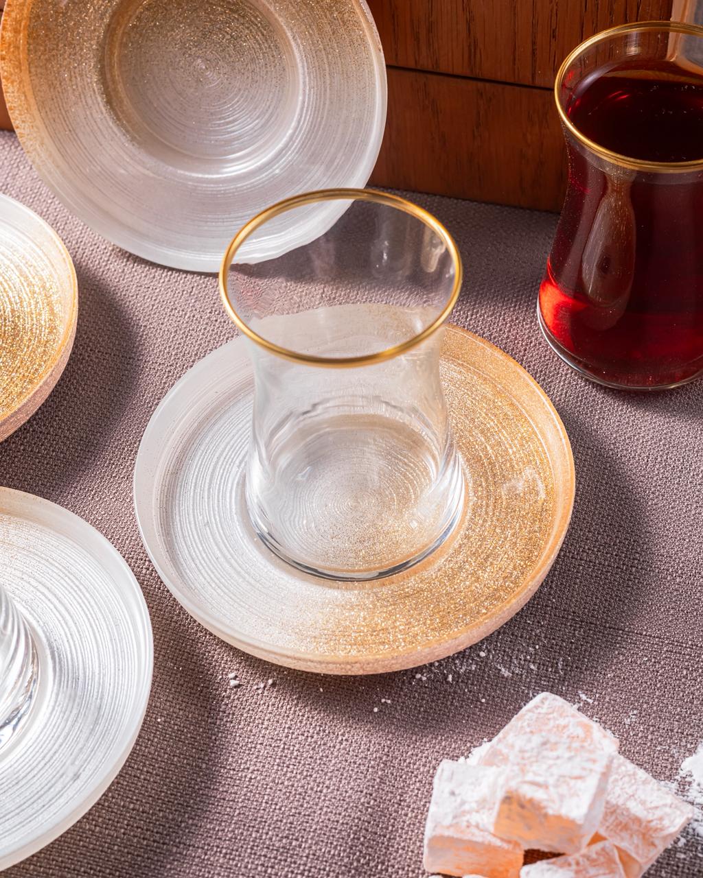 Serwant Ares 6lı Çay Dəsti Qızılı Ağ