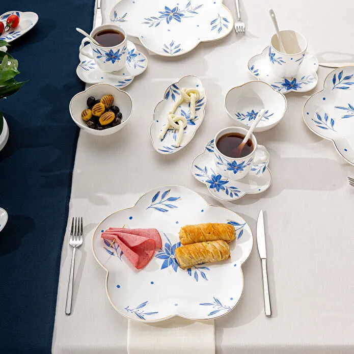 EMSAN Intense Blue Səhər Yeməyi Dəsti – Göy Tonlarda 32 parça, 6 nəfərlik