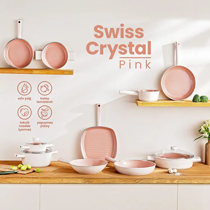 Emsan Swiss Crystal 24 sm Dərin Qazan – çəhrayı