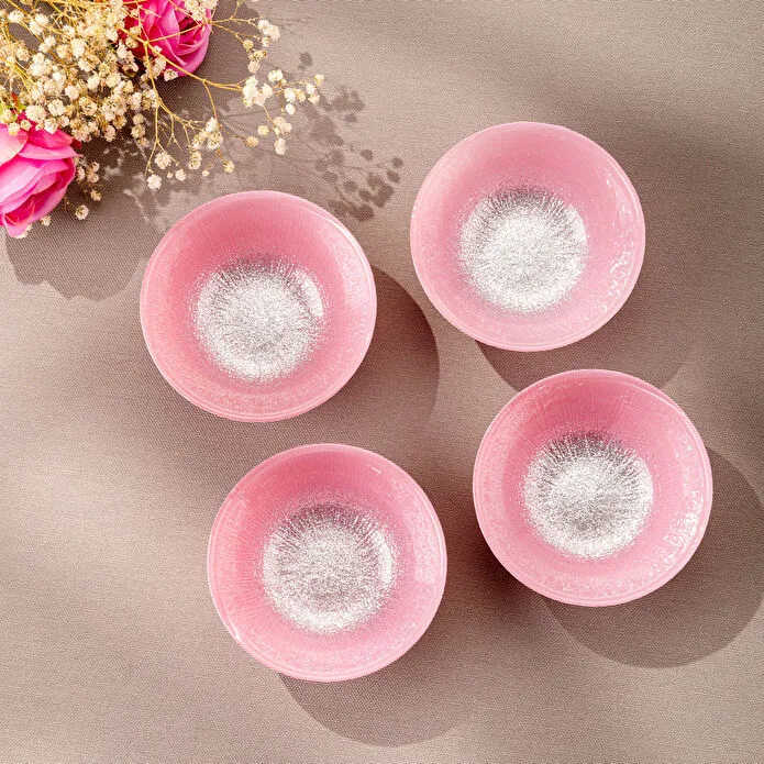 EMSAN PASTEL 4 Parça Şüşə Kasa Çəhrayı