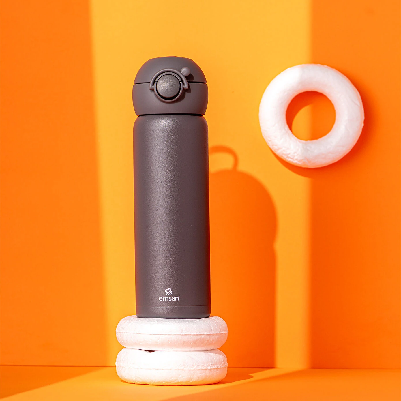 Emsan Terry Pipetli Polad Termos 500 Ml, Boz