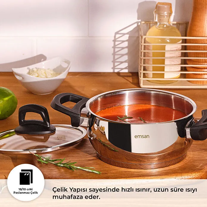 Emsan Aren 8 Parça Polad Qazan Dəsti