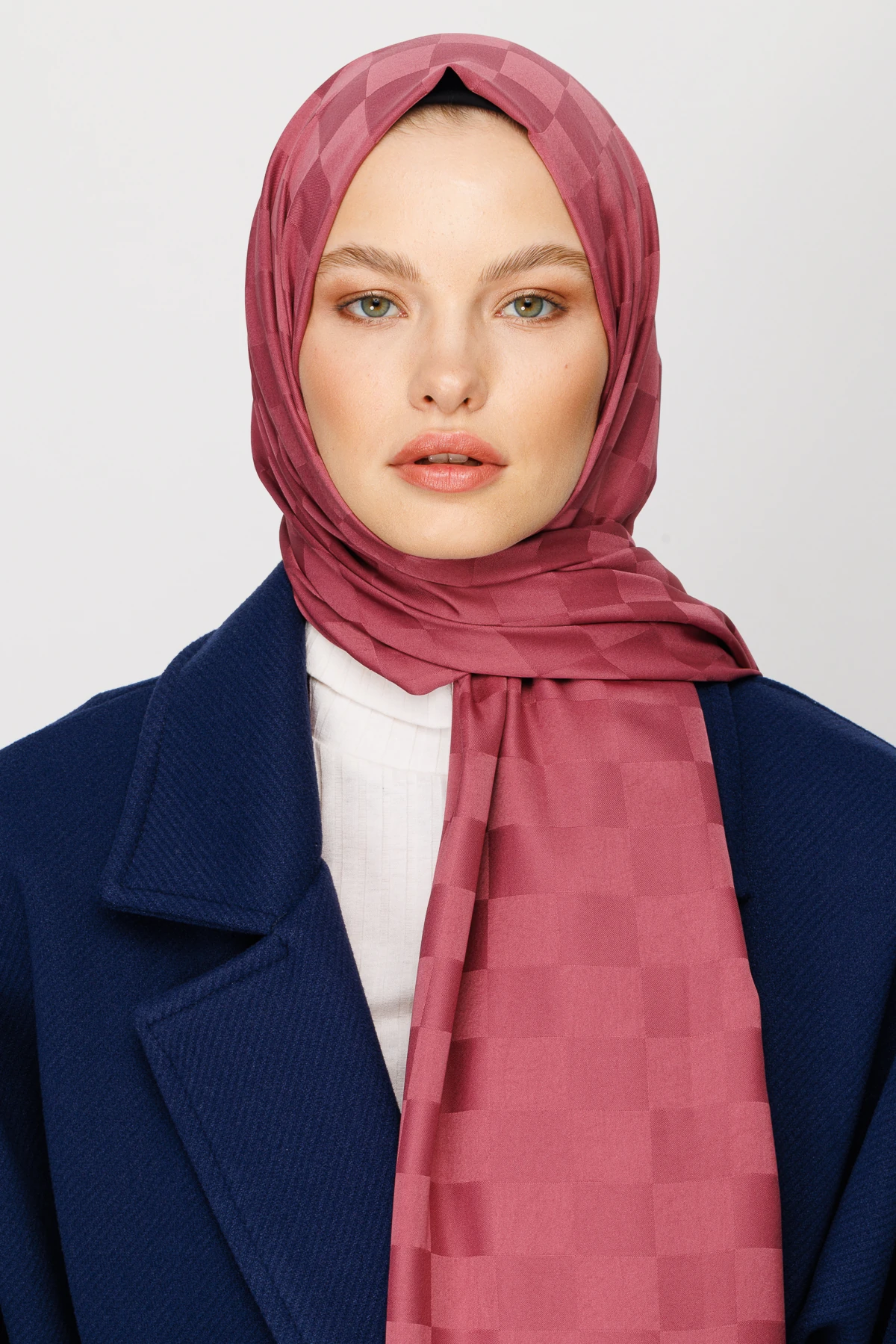 Dama Desen İpeksi Jakar Şal - Gül Kurusu